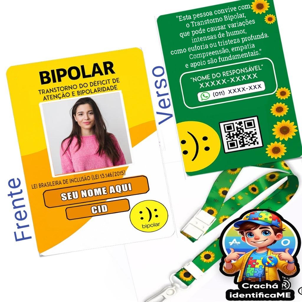 Crachá Transtorno Bipolar com QR Code – Identificação Médica