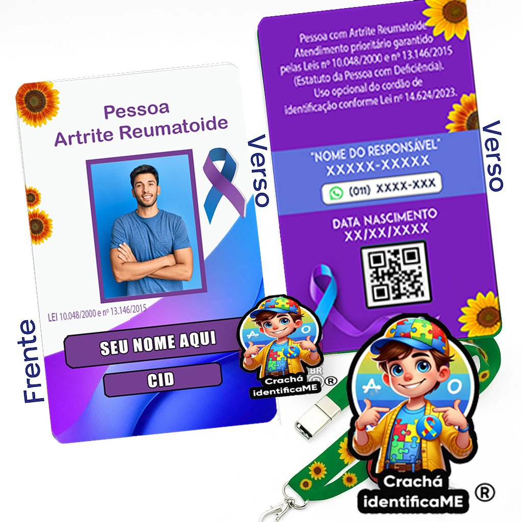 Crachá Artrite Reumatoide com QR Code – Identificação Médica e Acessibilidade
