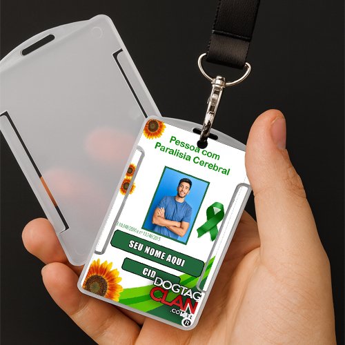 Crachá Paralisia Cerebral – Identificação com Nome, Contato e QR Code-1