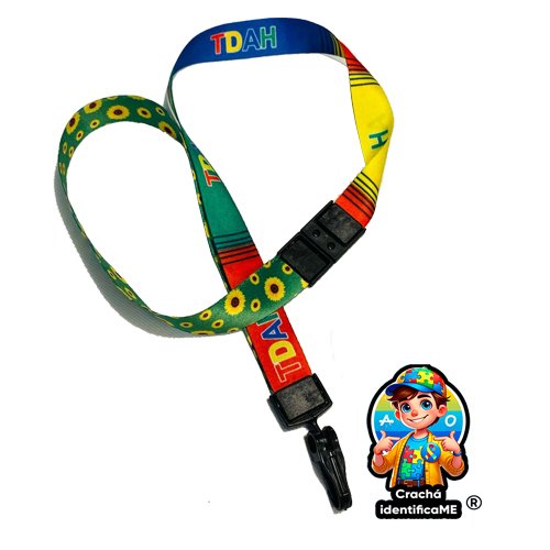 Cordão Dupla Face TDAH + Girassol – Trava Anti-Sufocamento