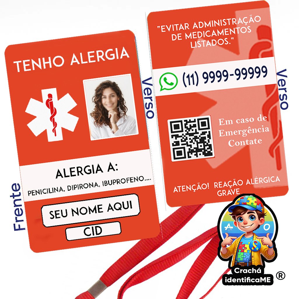 Crachá Alérgico a Medicamentos – Identificação Médica de Emergência