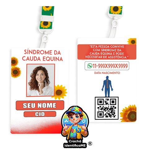 Crachá Síndrome da Cauda Equina – Identificação Médica com QR Code Inteligente